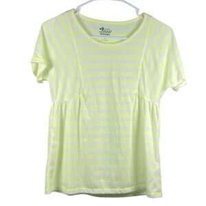 Old Navy Blouse Girls Size XL 14 Yellow Striped Short Sleeve Lightweight Flowy